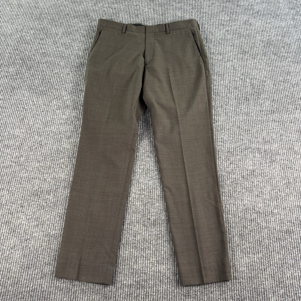 J.Crew Pants Men 32x30 Taupe Wool Ludlow Slim Fit Glen Plaid Designer Stretch
